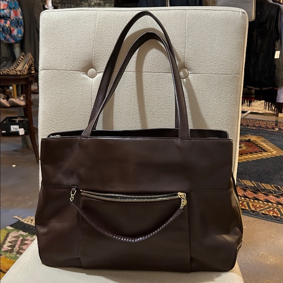 Hobo Case In Point Brief Leather Shoulder Bag - Chocolate - Picture 5 of 11